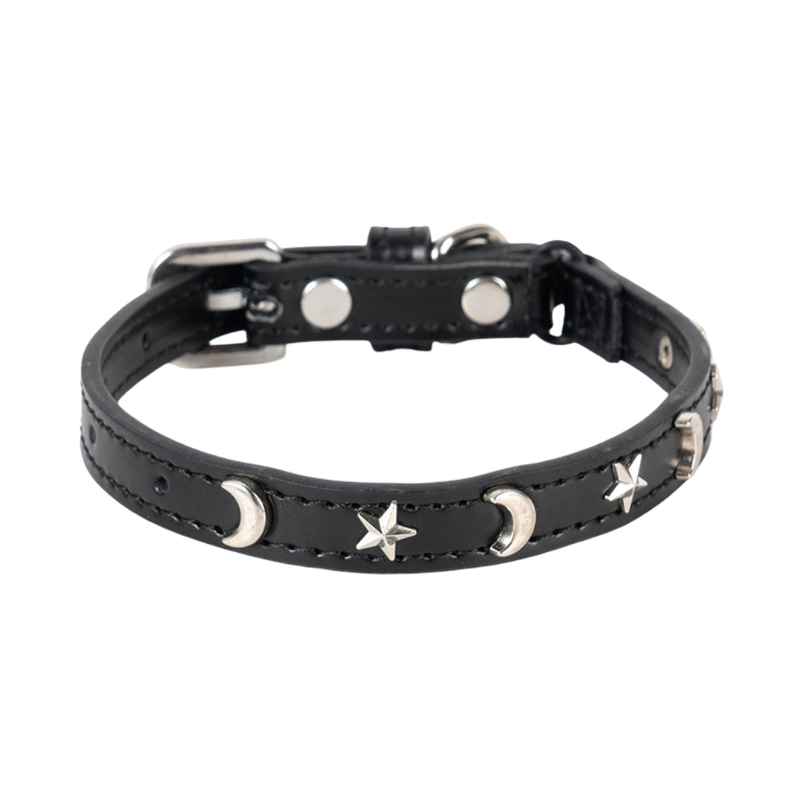 thumbnail image 2 of Collar De Cuero Para Gatos Adecuado Para Gatos Machos Y Hembras Con Banda Elástica, Estrella Y Luna, Collar Con Hebilla Ajustable Adecuado Para Gatos Pequeños Y Gatos Grandes, Tamaño 8-12 Pulgadas, 2 of 2